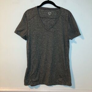 Fabletics Gray Short Sleeve V-Neck Athletic Top Size Large